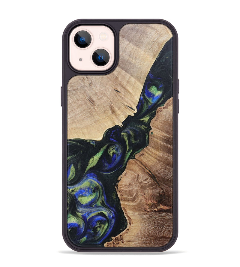 iPhone 14 Plus Wood+Resin Phone Case - Milo (Green, 695680)