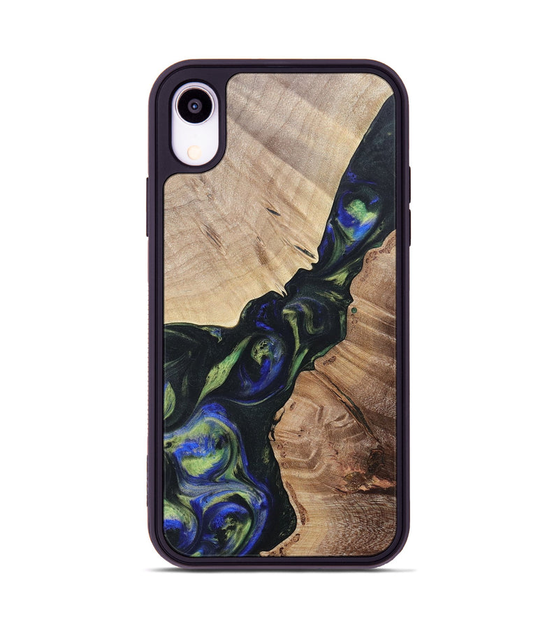 iPhone Xr Wood+Resin Phone Case - Milo (Green, 695680)