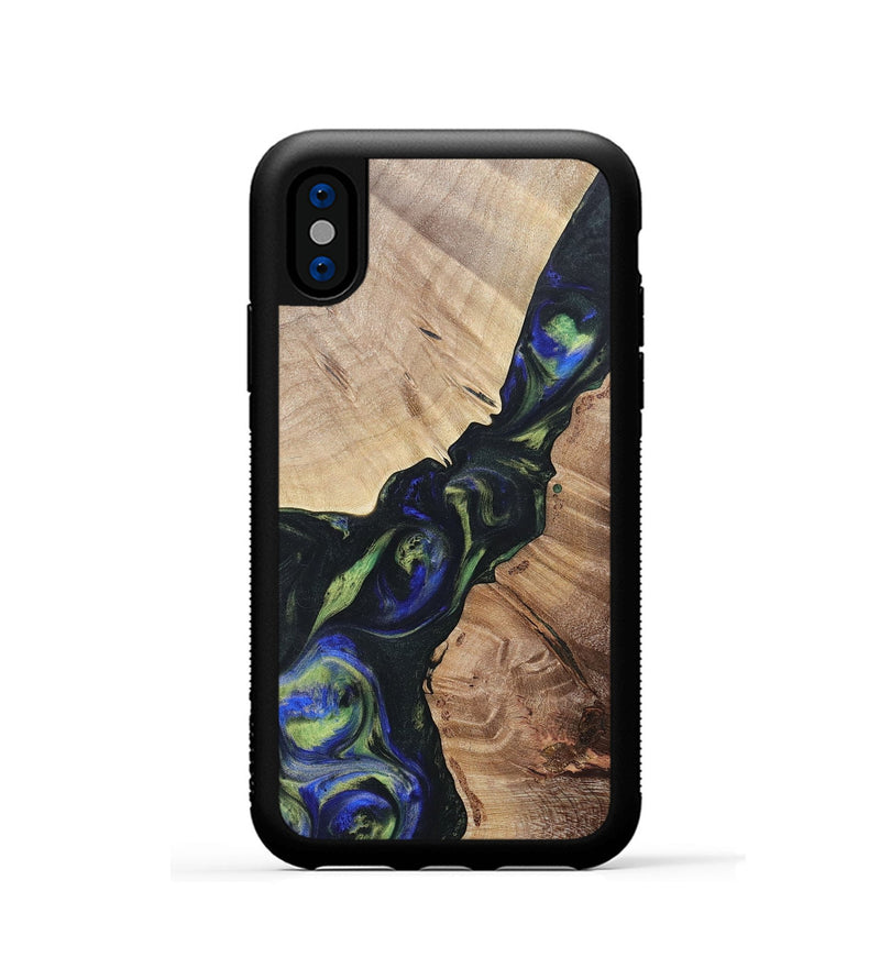 iPhone Xs Wood+Resin Phone Case - Milo (Green, 695680)