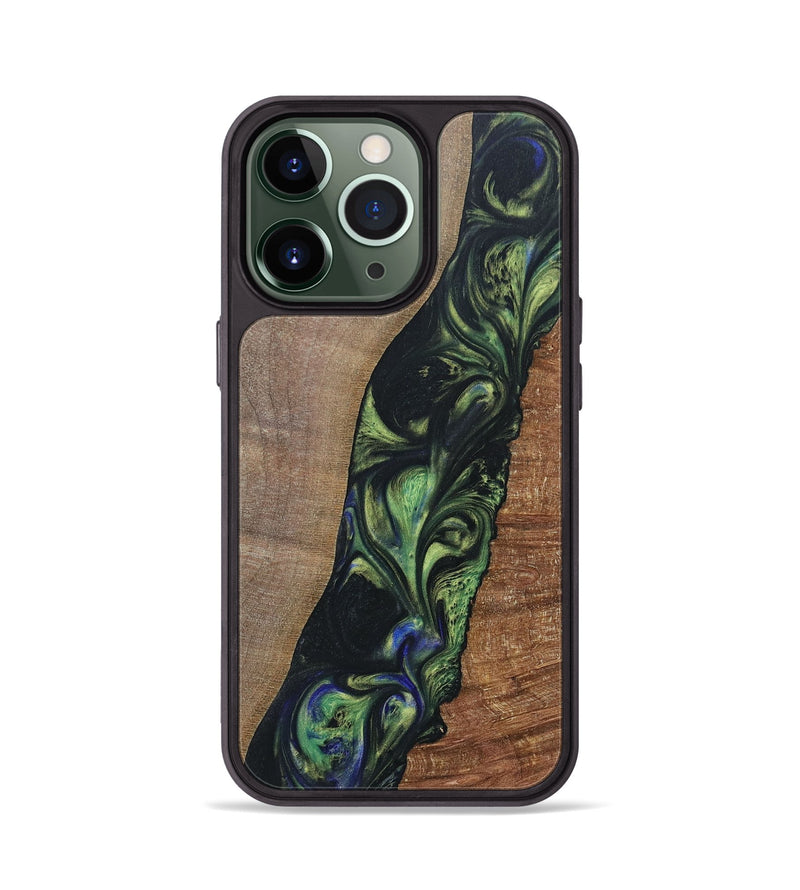 iPhone 13 Pro Wood+Resin Phone Case - Zachary (Green, 695684)