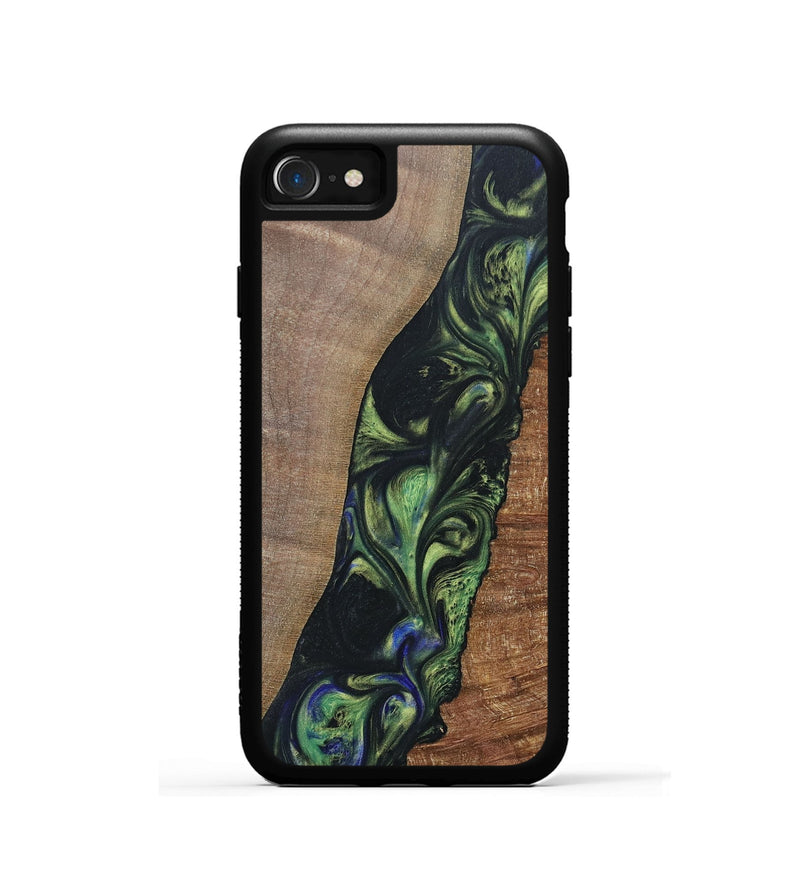iPhone SE Wood+Resin Phone Case - Zachary (Green, 695684)