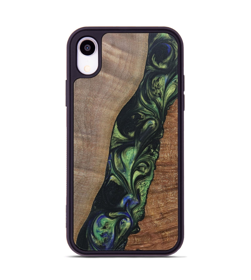 iPhone Xr Wood+Resin Phone Case - Zachary (Green, 695684)