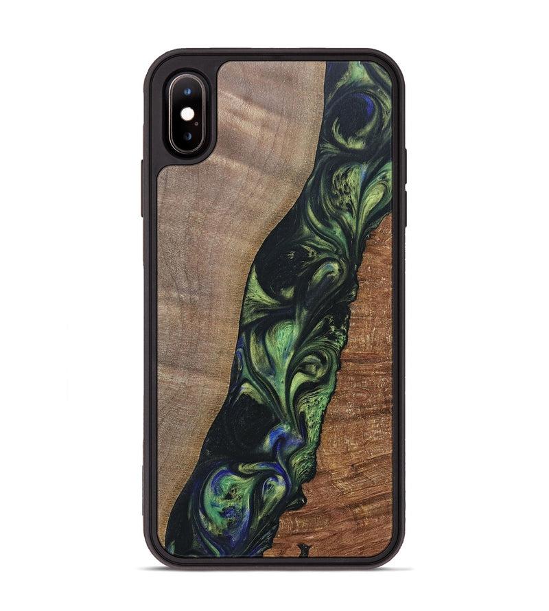 iPhone Xs Max Wood+Resin Phone Case - Zachary (Green, 695684)