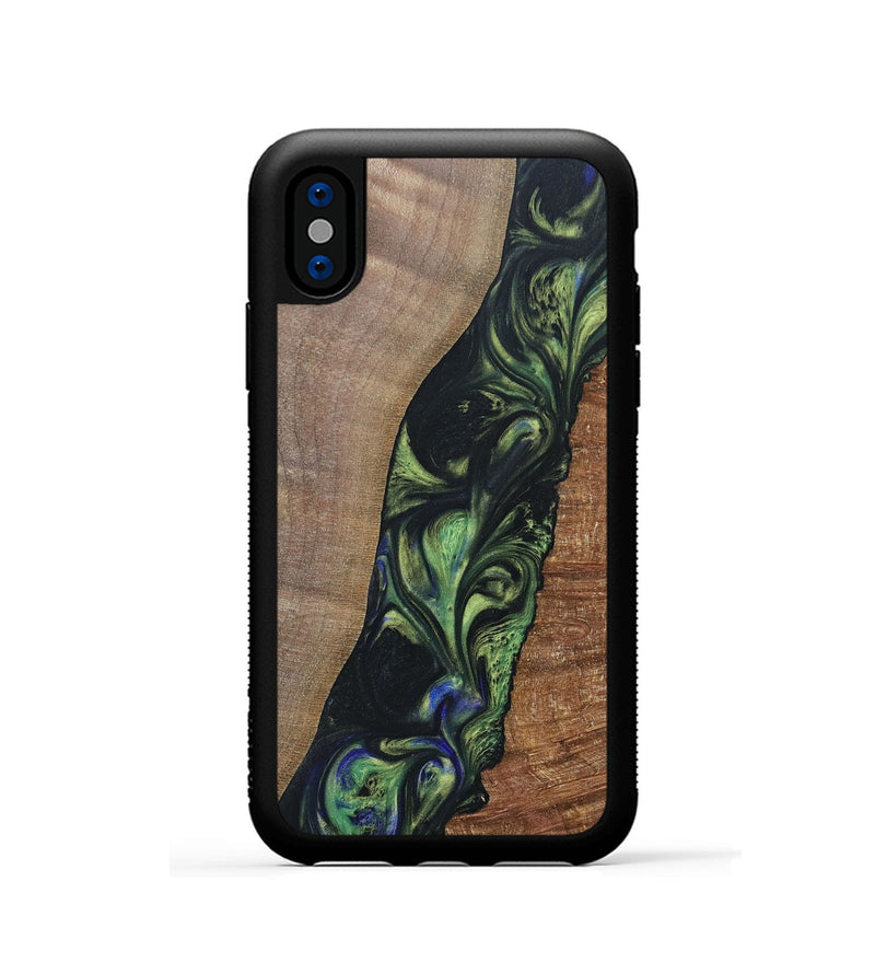 iPhone Xs Wood+Resin Phone Case - Zachary (Green, 695684)