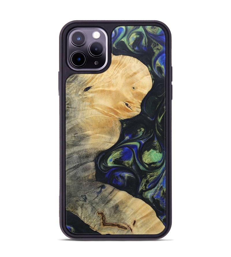 iPhone 11 Pro Max Wood+Resin Phone Case - Bertha (Green, 695685)