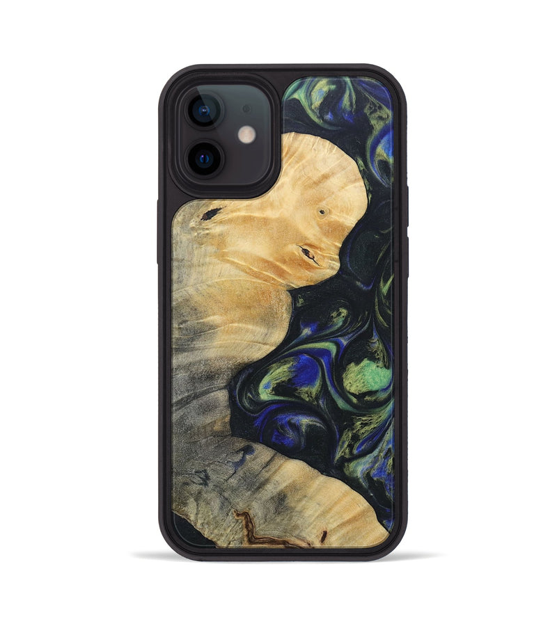 iPhone 12 Wood+Resin Phone Case - Bertha (Green, 695685)