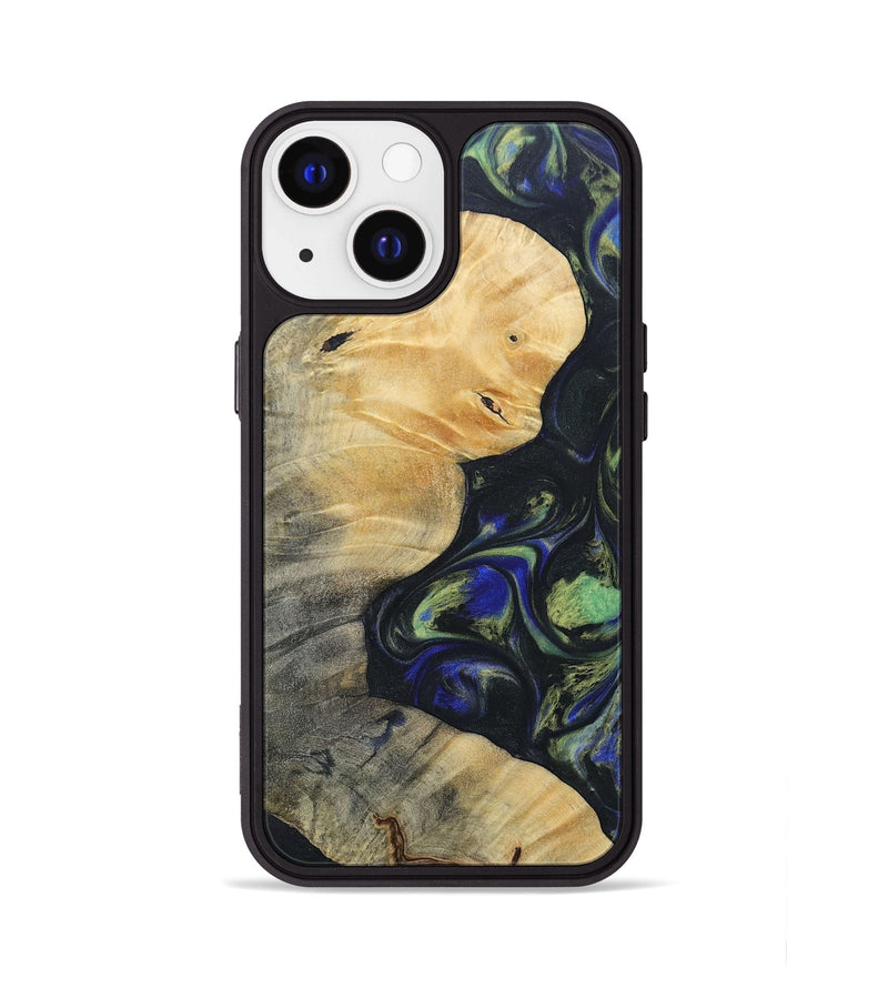 iPhone 13 Wood+Resin Phone Case - Bertha (Green, 695685)