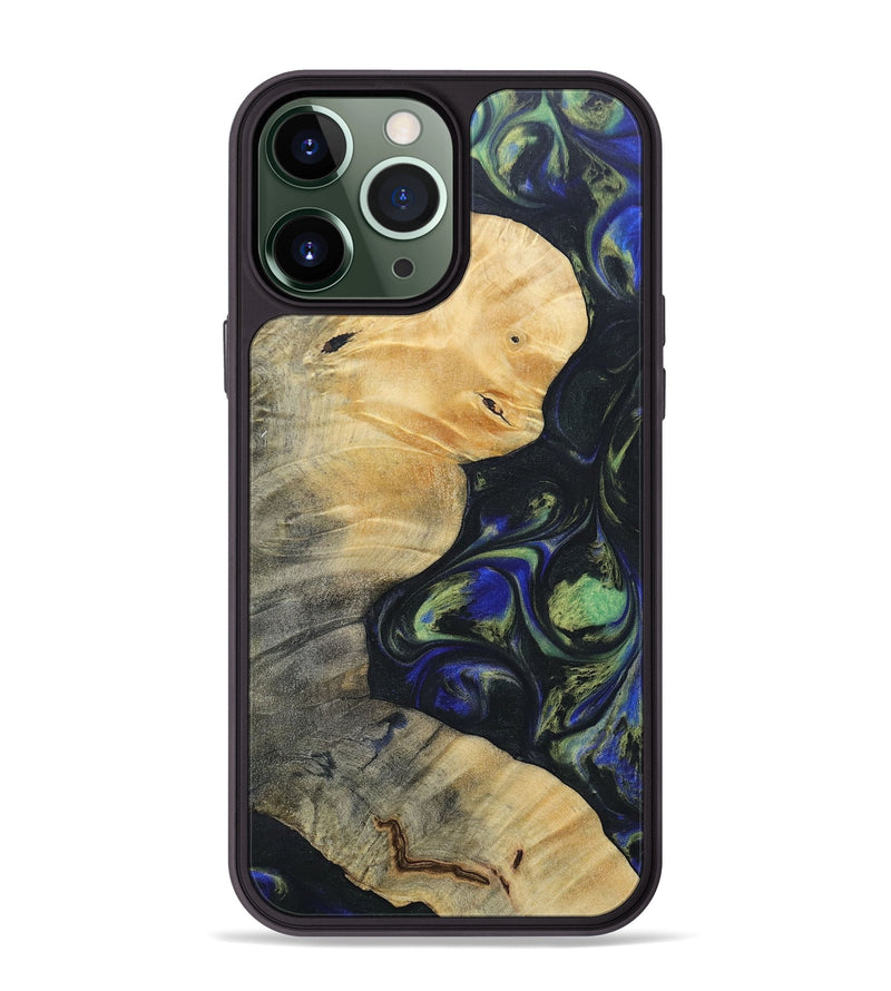 iPhone 13 Pro Max Wood+Resin Phone Case - Bertha (Green, 695685)