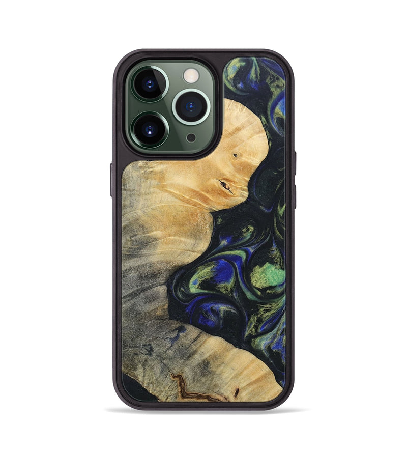iPhone 13 Pro Wood+Resin Phone Case - Bertha (Green, 695685)