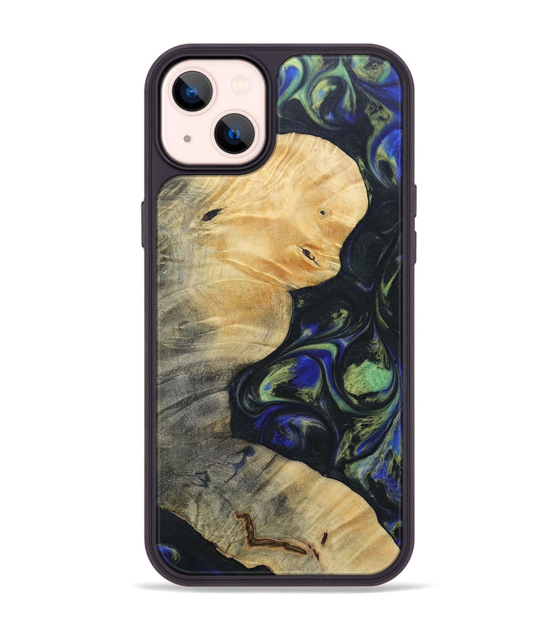 iPhone 14 Plus Wood+Resin Phone Case - Bertha (Green, 695685)