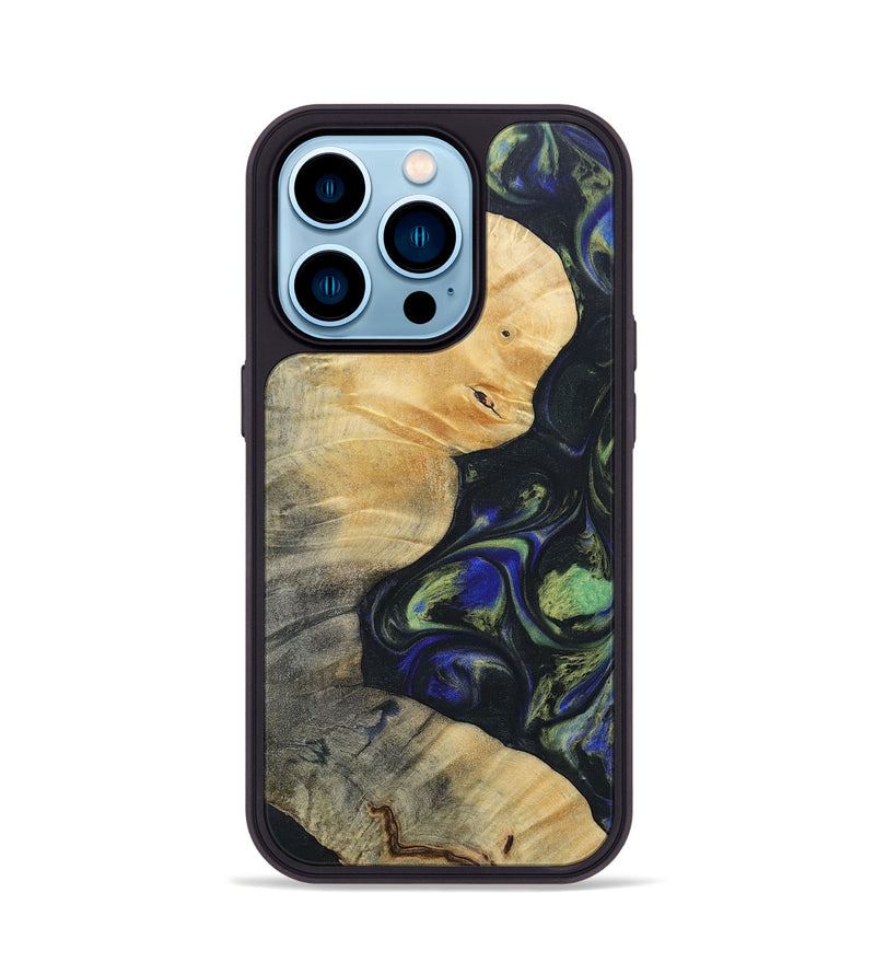 iPhone 14 Pro Wood+Resin Phone Case - Bertha (Green, 695685)