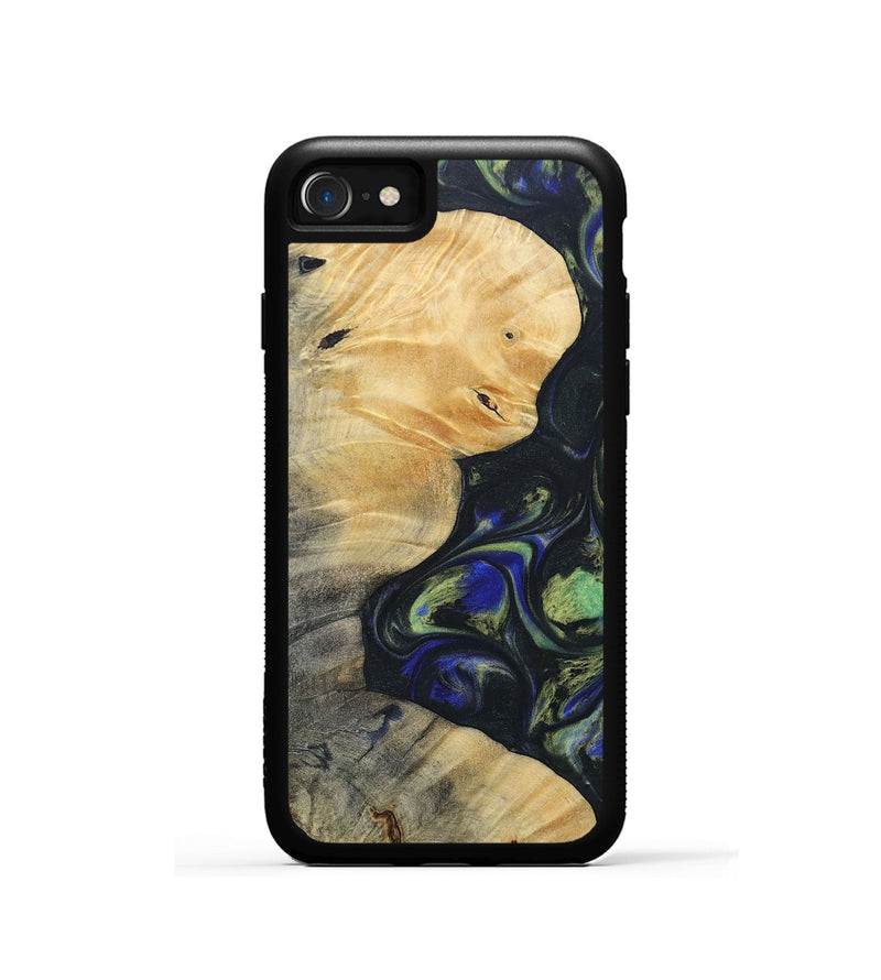 iPhone SE Wood+Resin Phone Case - Bertha (Green, 695685)