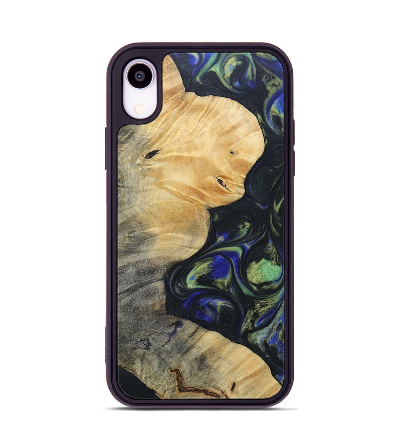 iPhone Xr Wood+Resin Phone Case - Bertha (Green, 695685)
