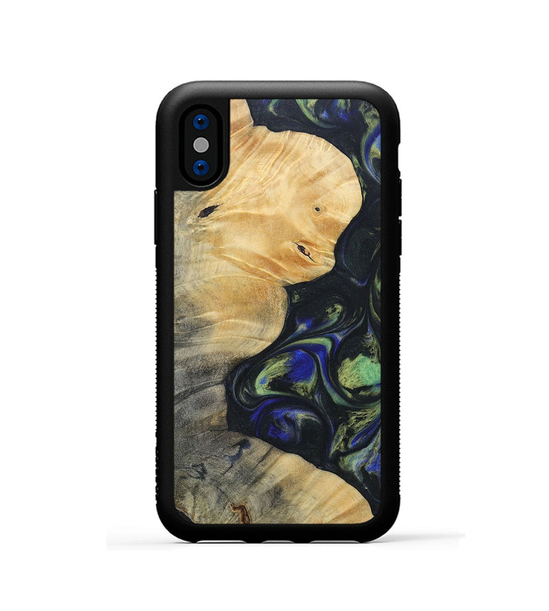 iPhone Xs Wood+Resin Phone Case - Bertha (Green, 695685)