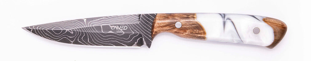 Carved Damascus Field Knife #20625