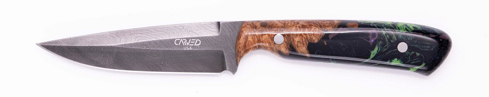 Carved Damascus Field Knife #20600