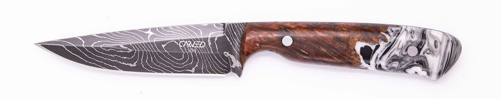 Carved Damascus Field Knife #20630