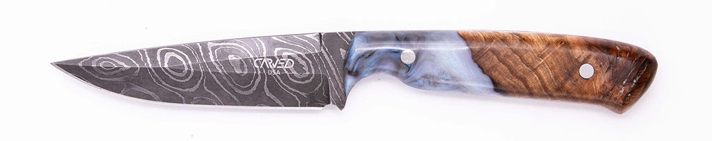 Carved Damascus Field Knife #20577