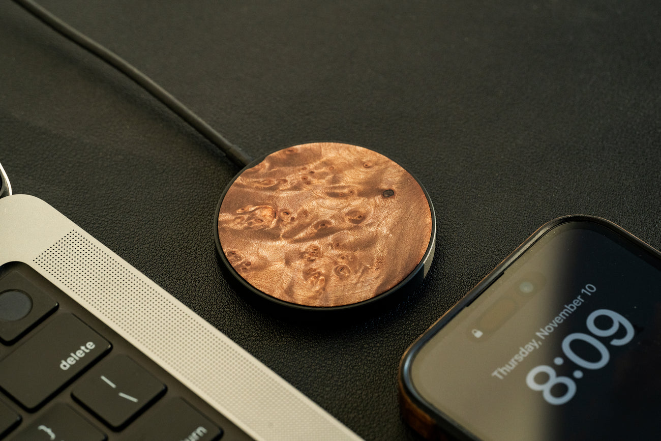 Maple Burl - MagSafe Enabled Wireless Charger Hero Image 1