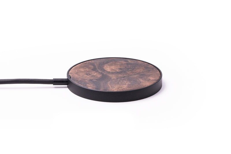 Walnut Burl Wireless Charger Carved - Main Image