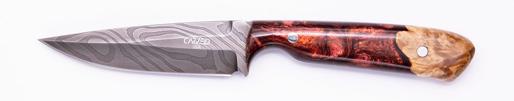 Carved Damascus Field Knife #20666