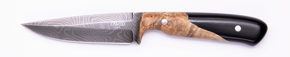 Carved Damascus Field Knife #20671