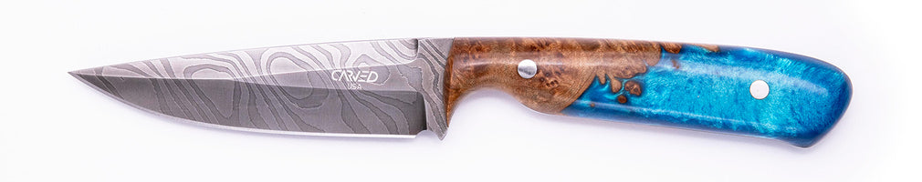 Carved Damascus Field Knife #20664