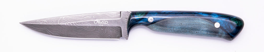 Carved Damascus Field Knife #20654