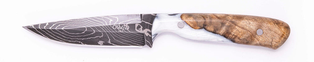 Carved Damascus Field Knife #20612