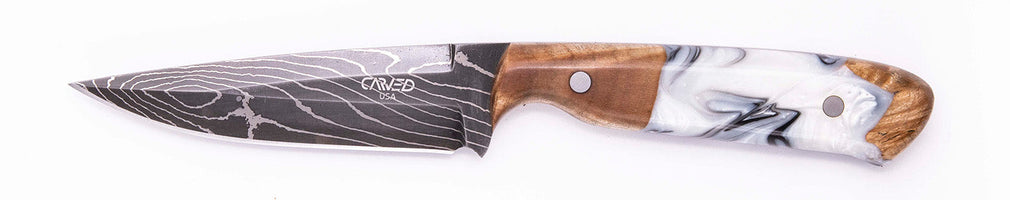 Carved Damascus Field Knife #20615