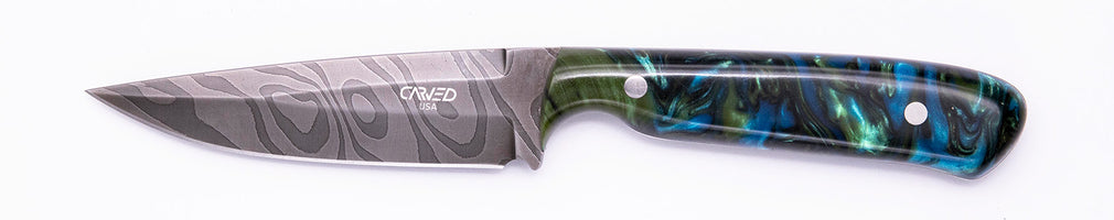 Carved Damascus Field Knife #20662