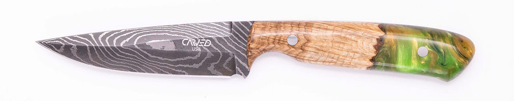 Carved Damascus Field Knife #20555