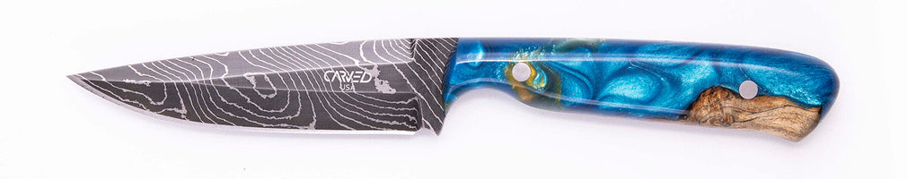 Carved Damascus Field Knife #20618
