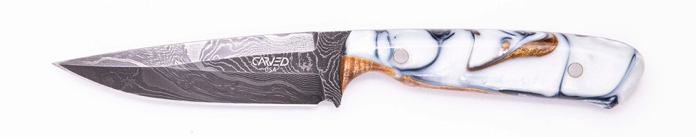 Carved Damascus Field Knife #20637