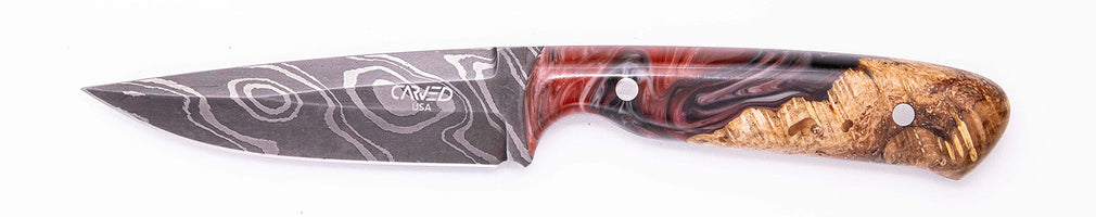 Carved Damascus Field Knife #20565