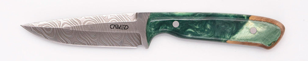 Carved Damascus Field Knife #20392