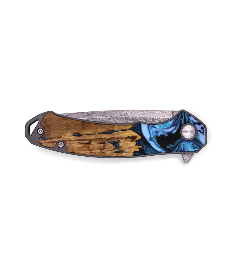 EDC Wood+Resin Pocket Knife - Rene (Blue, 643036)