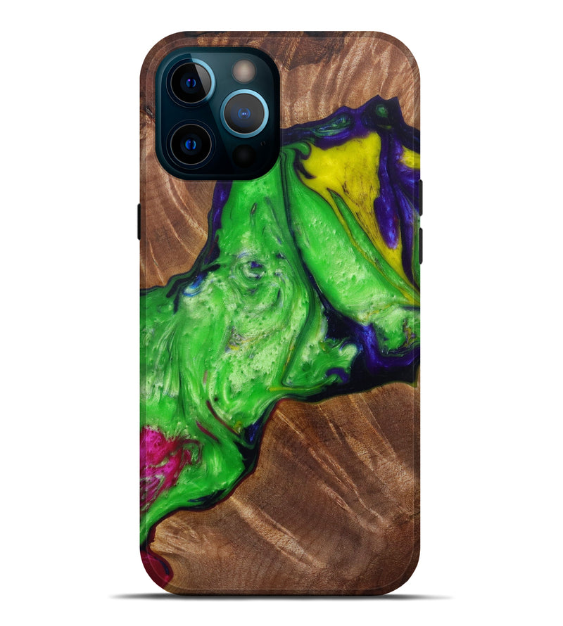 iPhone 12 Pro Max Wood+Resin Live Edge Phone Case - Jaine (Dark Green, 585612)