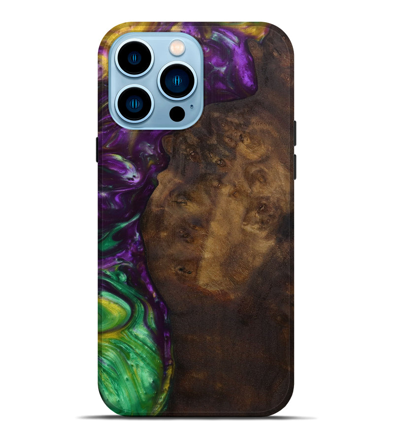 iPhone 14 Pro Max Wood+Resin Live Edge Phone Case - Pardeep (Purple, 585175)