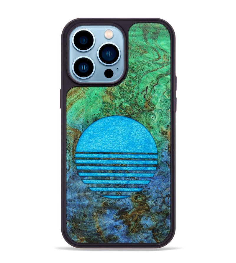 iPhone 14 Pro Max Wood+Resin Phone Case - Phyllys (Retro, 633687)