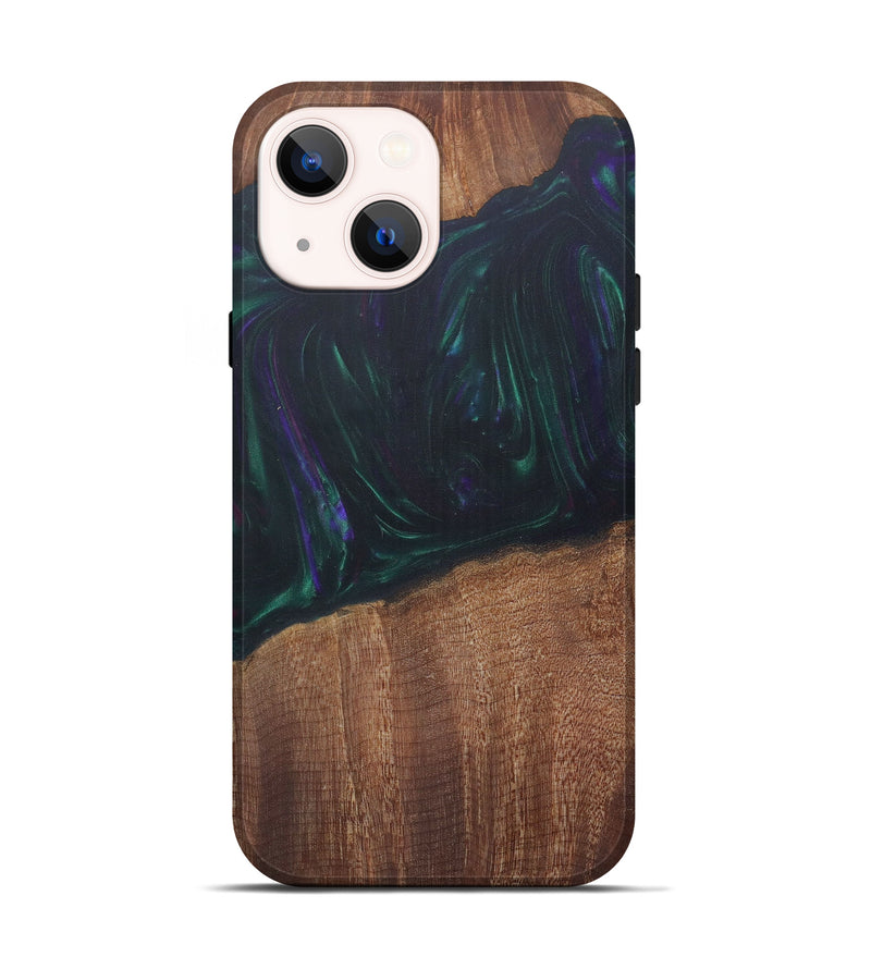 iPhone 13 Wood+Resin Live Edge Phone Case - Carree (Dark Green, 576752)