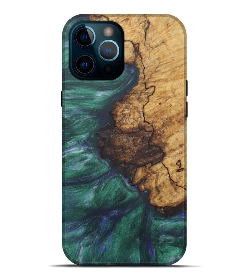 iPhone 12 Pro Max Wood+Resin Live Edge Phone Case - Truman (Dark Green, 577500)