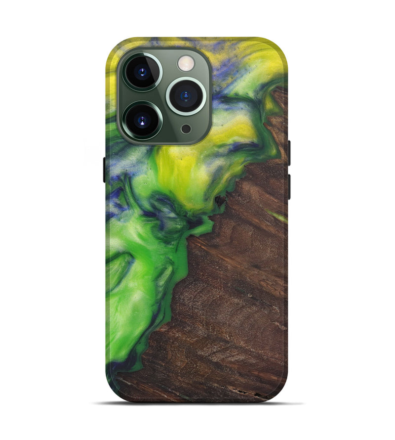 iPhone 13 Pro Wood+Resin Live Edge Phone Case - Laetitia (Dark Green, 577503)