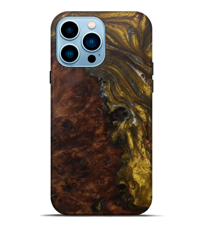 iPhone 14 Pro Max Wood+Resin Live Edge Phone Case - Remy (Metallic, 585211)