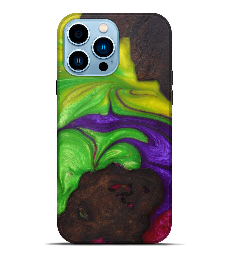 iPhone 14 Pro Max Wood+Resin Live Edge Phone Case - Cornelle (Dark Green, 588676)