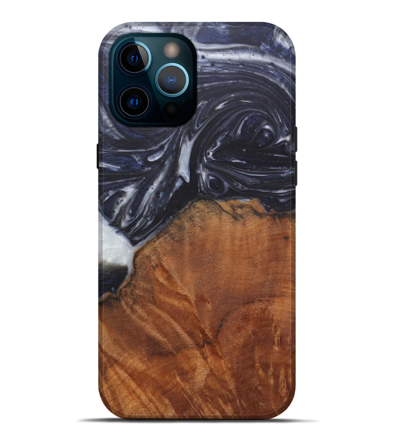 iPhone 12 Pro Max Wood+Resin Live Edge Phone Case - Puneet (Black & White, 577476)