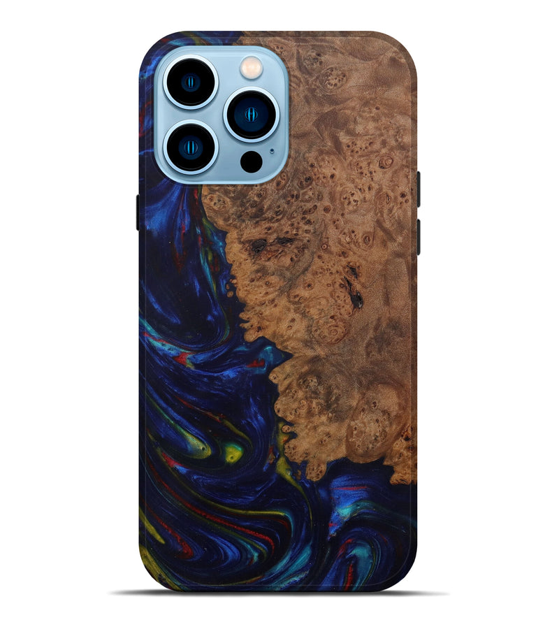 iPhone 14 Pro Max Wood+Resin Live Edge Phone Case - Lauryn (Dark Blue, 580059)