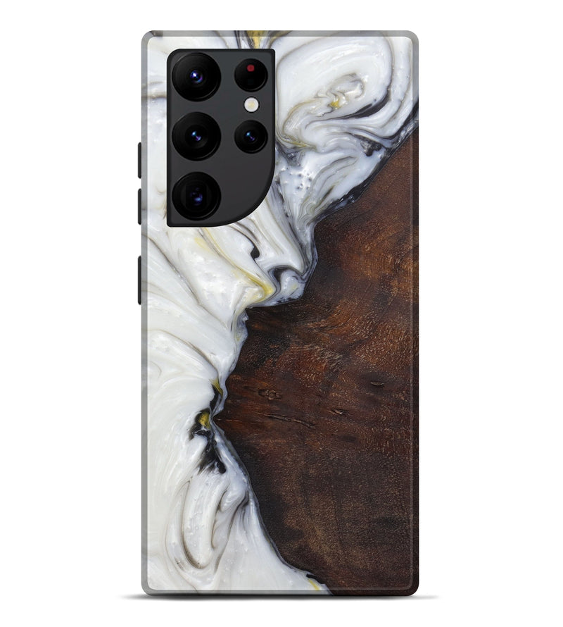 Galaxy S22 Ultra Wood+Resin Live Edge Phone Case - Deerdre (Black & White, 571534)