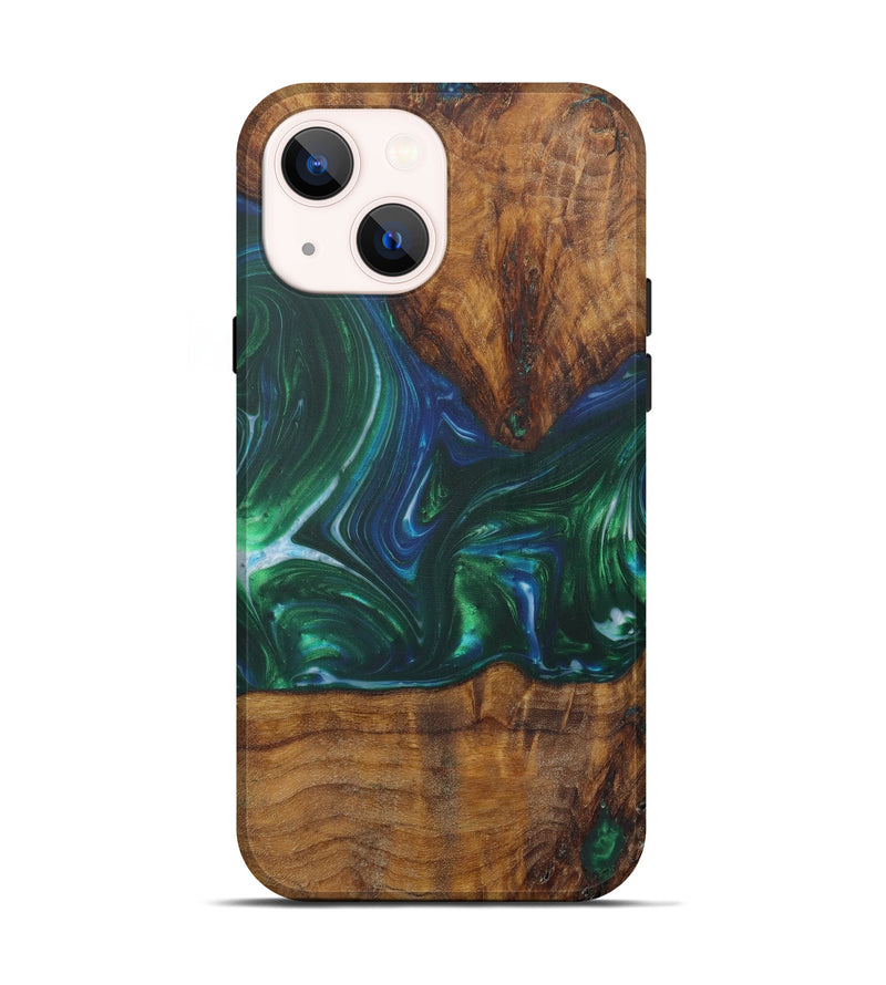 iPhone 13 Wood+Resin Live Edge Phone Case - Supriya (Dark Blue, 587054)