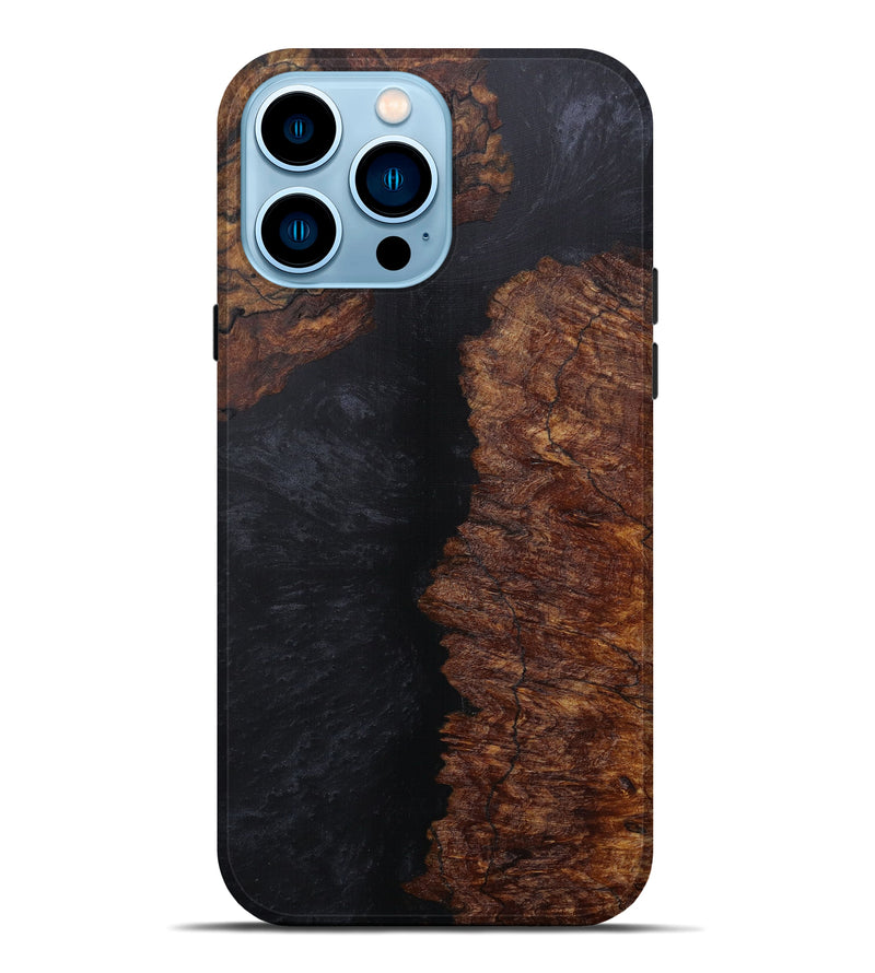 iPhone 14 Pro Max Wood+Resin Live Edge Phone Case - Meridel (Pure Black, 589817)